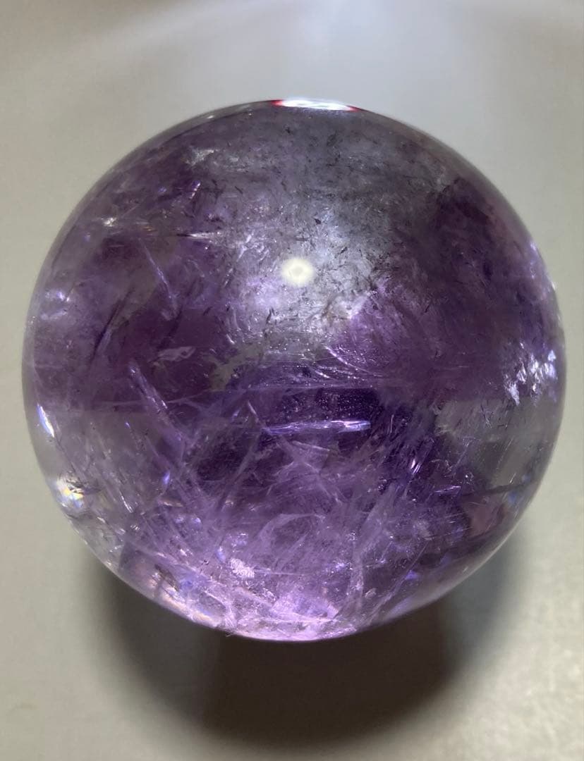 希少　天然石　トラピッチェ　ファントム　アメジスト　スフィア　六角形　虹入り