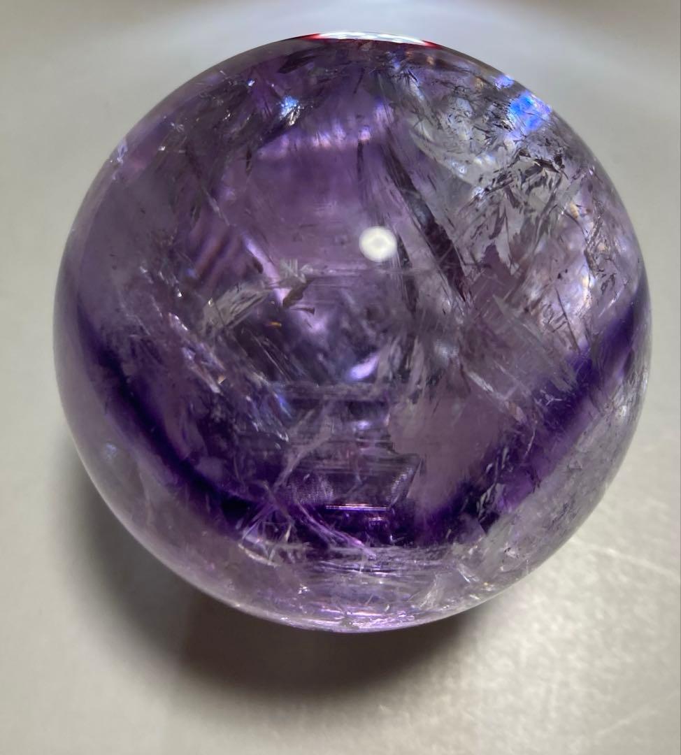 希少　天然石　トラピッチェ　ファントム　アメジスト　スフィア　六角形　虹入り