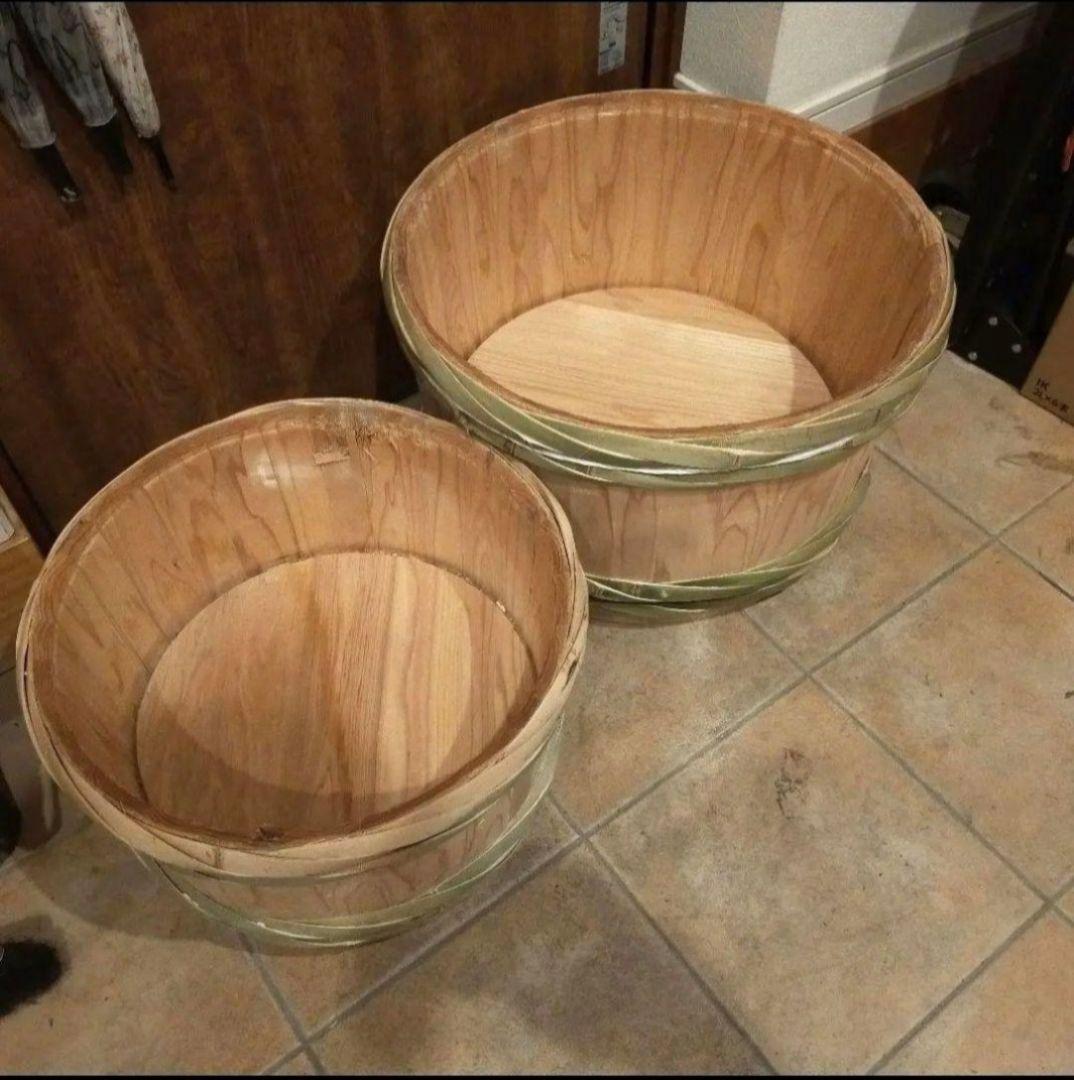 【2個】使用済み樽酒の樽　2斗上げ底、4斗上げ底