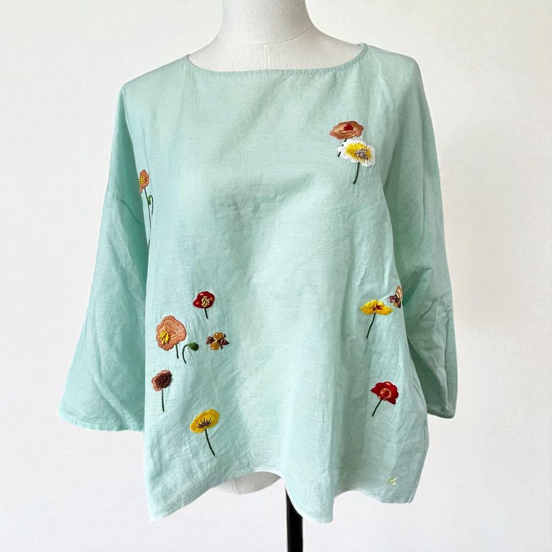 【希少美品】45R 歳時記　上巳　ブラウス　プルオーバー　刺繍　ビーズ　現行