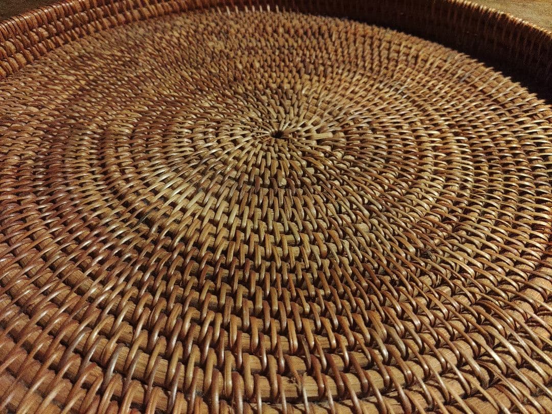 希少　ラタン　藤　かご　トレイ　お盆　工芸品　ヴィンテージ　アンティーク　レトロ