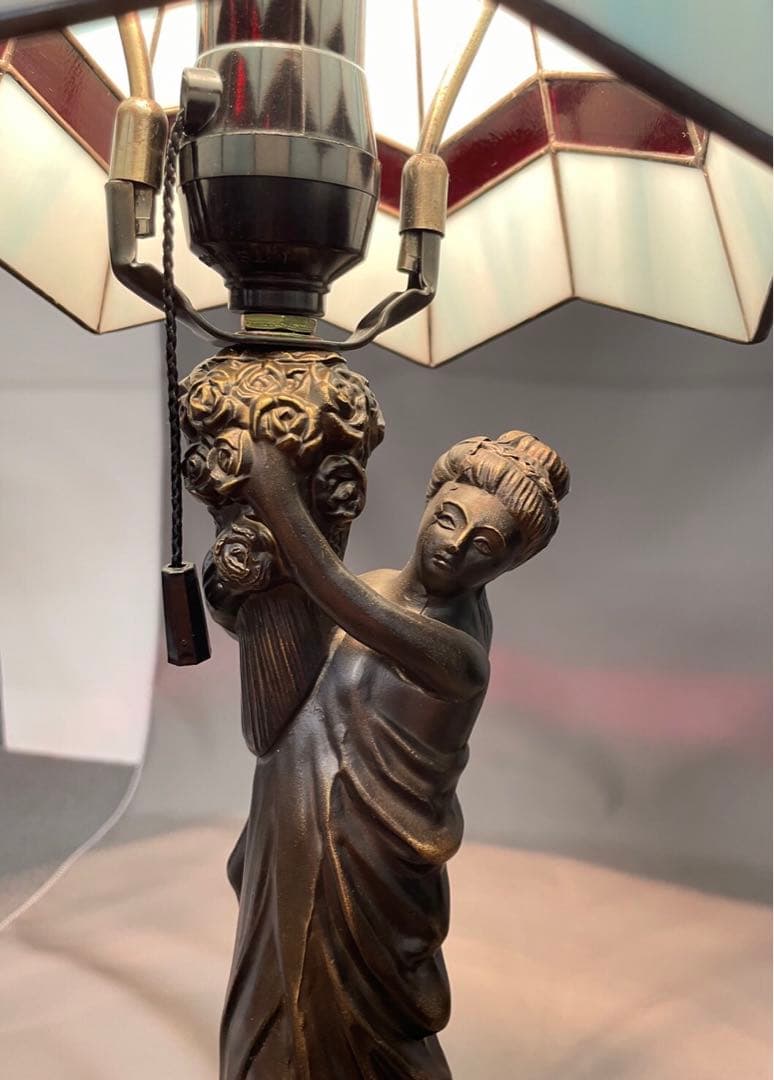 青　ステンドグラス　紐付　フロアランプ