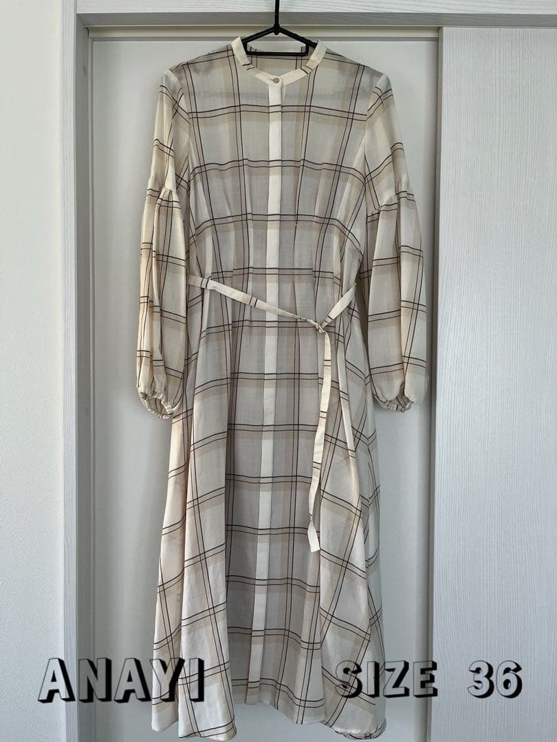 ANAYI ウールボイルパフスリーブフレアワンピース