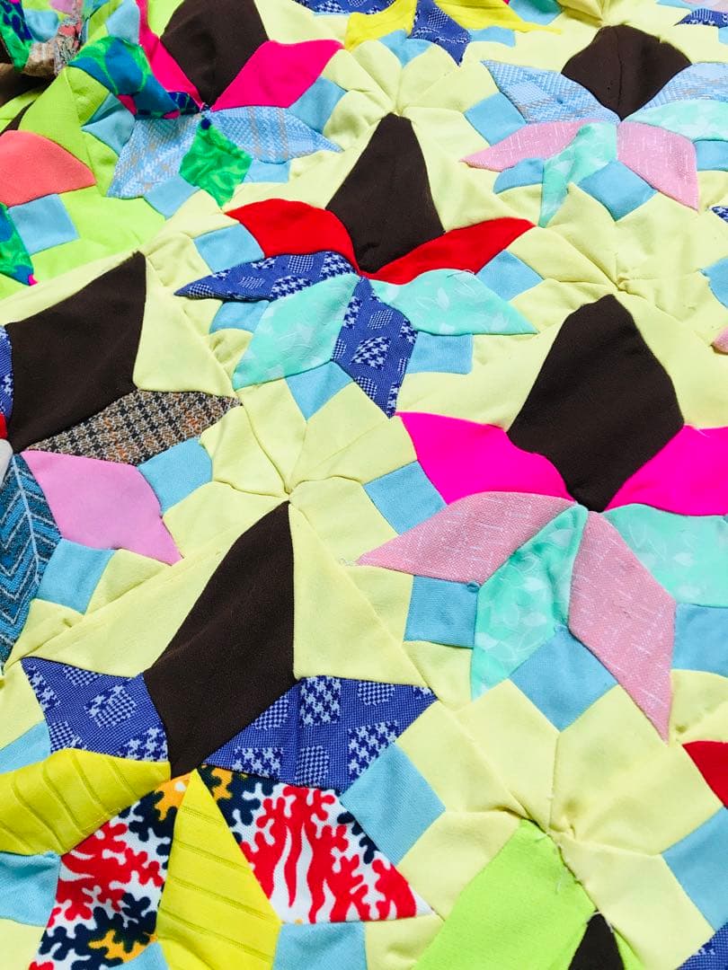 ★ヴィンテージ★ パッチワーク　ベッドカバー　サイケ　ヒッピー　レア！