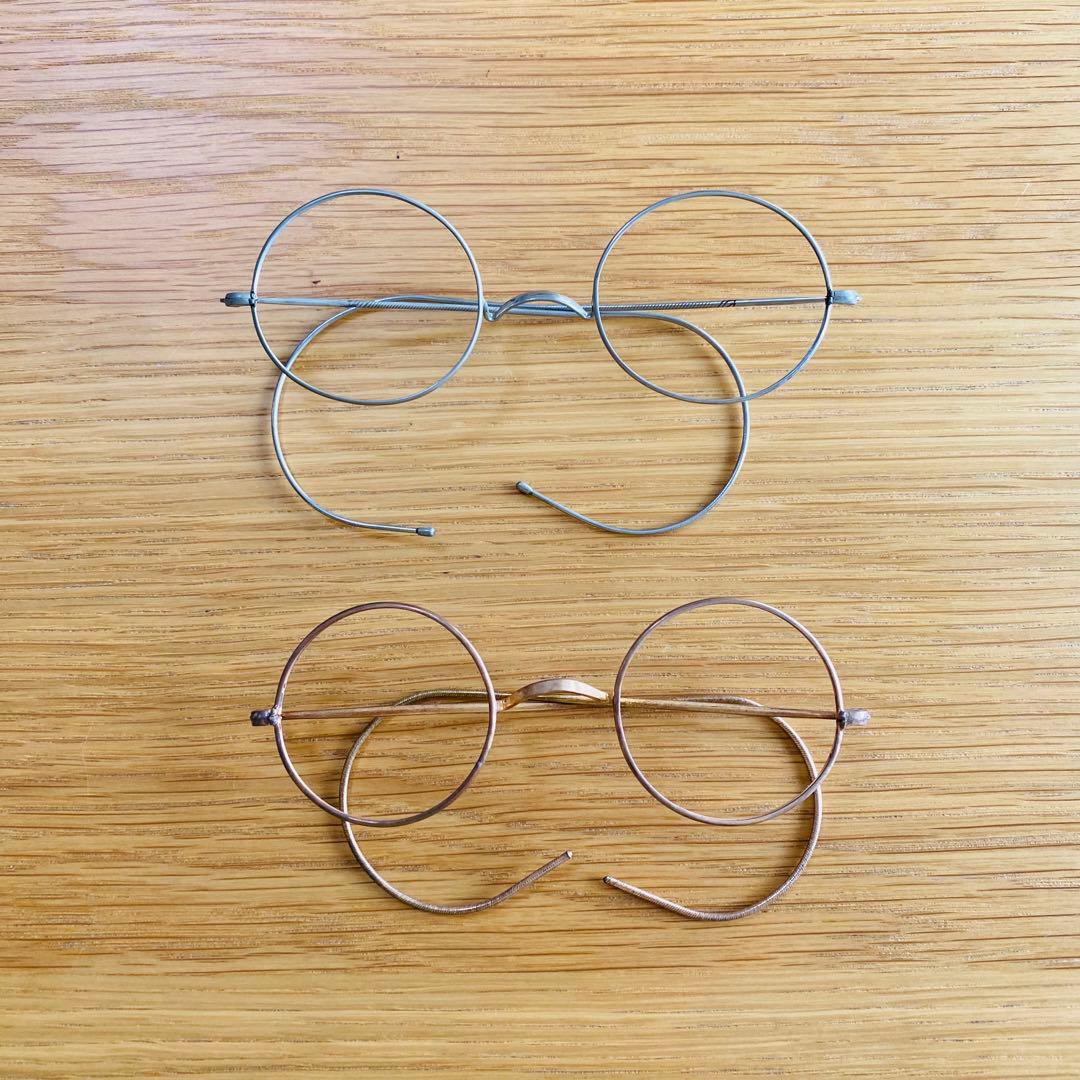 アンティーク 当時物 未使用品 一山 丸眼鏡 ２本 昭和 レトロ ヴィンテージ