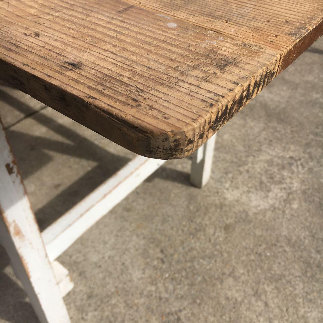 長テーブル【152cm 66cm 高さ76cm 】古材　机　シャビー 3分割天板