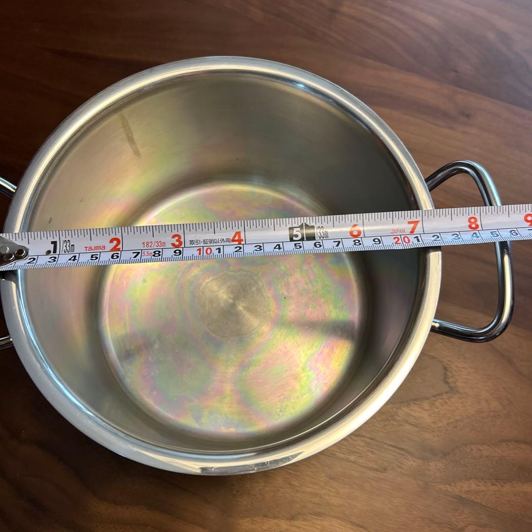 ステンレス 両手鍋 中サイズ 蓋付き