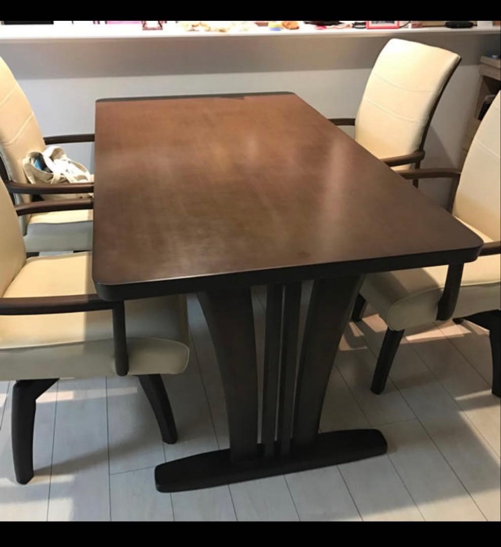 ダークブラウン長方形ダイニングテーブルと椅子セット