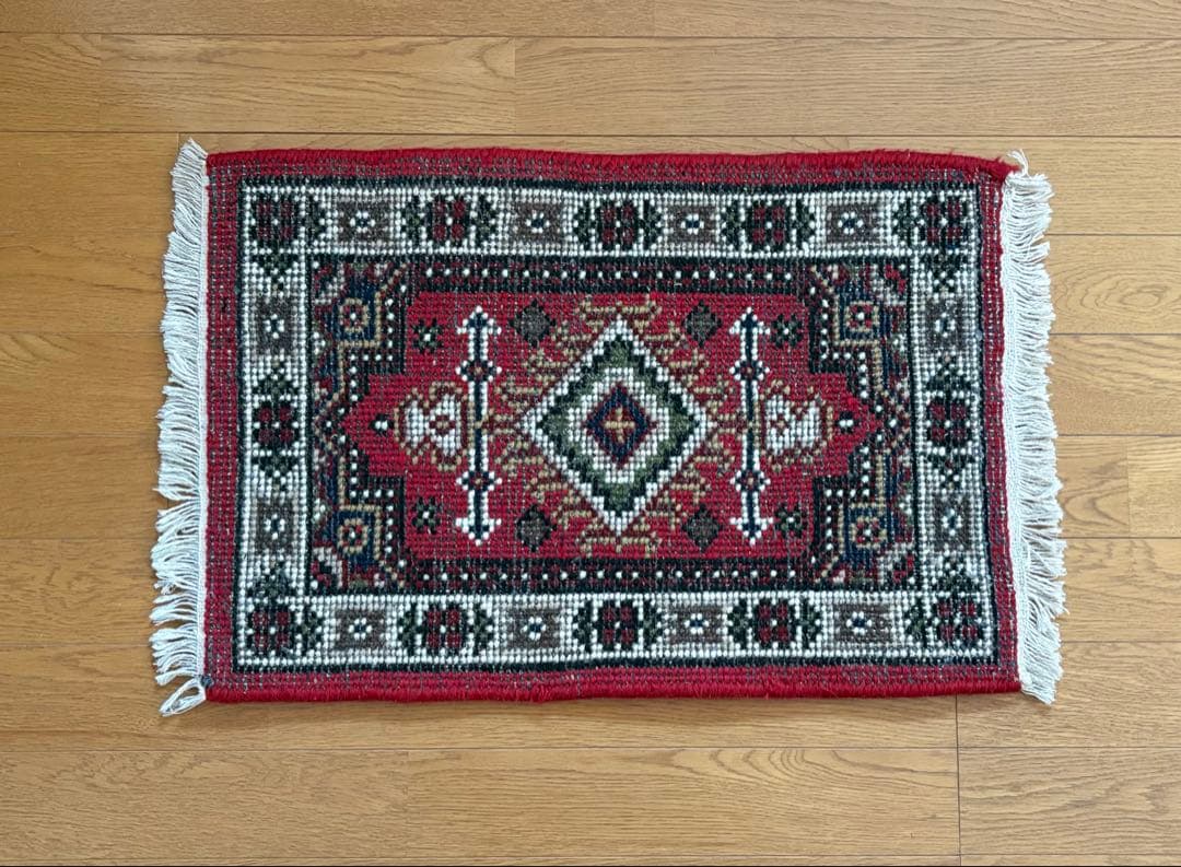 ヴィンテージラグ　65×40cm　インド製　トライバルラグ　アクセントラグ