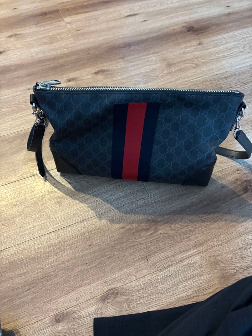 【美品】グッチ ショルダーバッグ レザー×PVC A4可 GG柄 シェリーライン