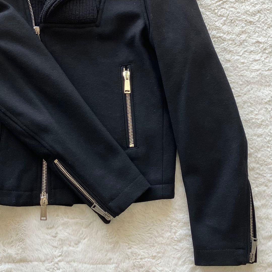 極上品 ディースクエアード ショールカラー ライダースジャケット ブラック 44