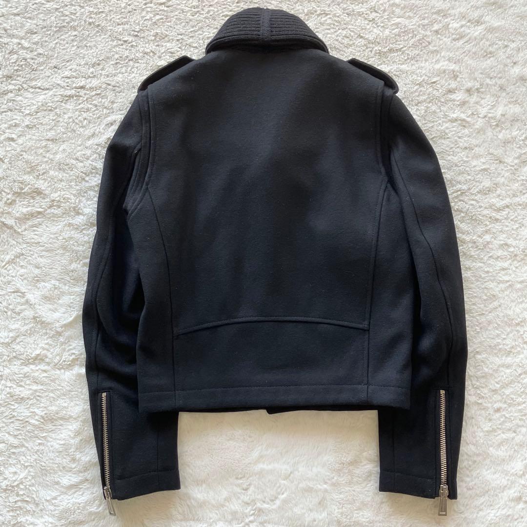 極上品 ディースクエアード ショールカラー ライダースジャケット ブラック 44