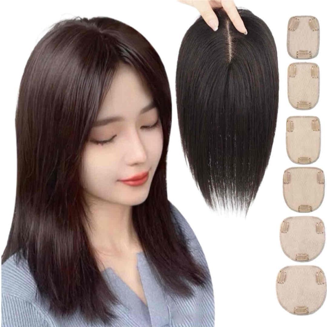 ❤全人毛100%　広範囲隠 12*13　高品質　ストレート 30　部分　黒色　❤