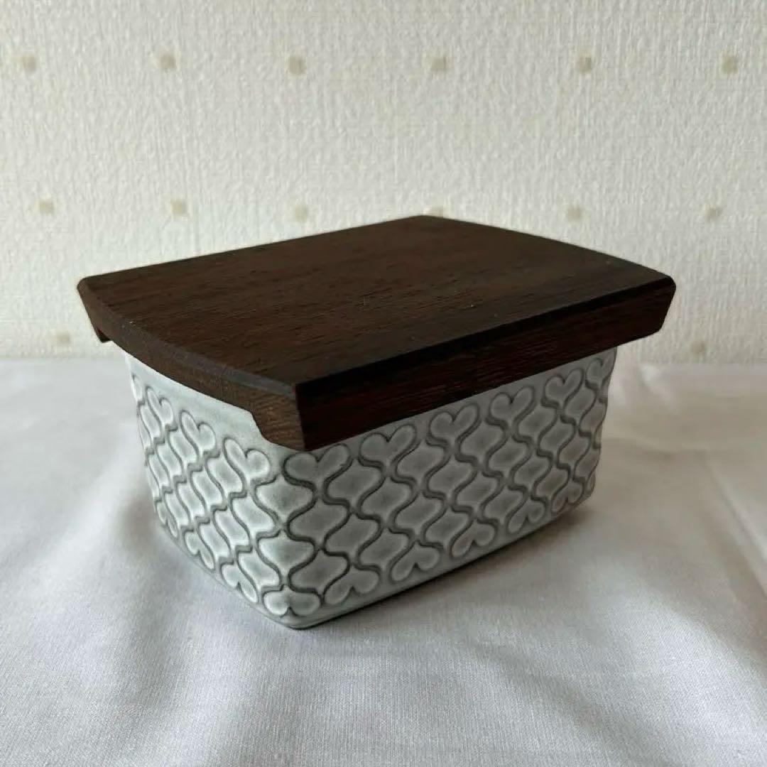 バターケース セラミックと木製 グレー