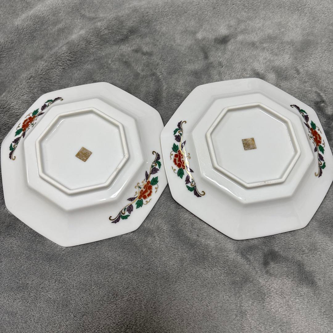 【即日発送✨】　有田焼　青藍窯　古伊万里紋 金蘭手　金彩　八角皿　5枚セット