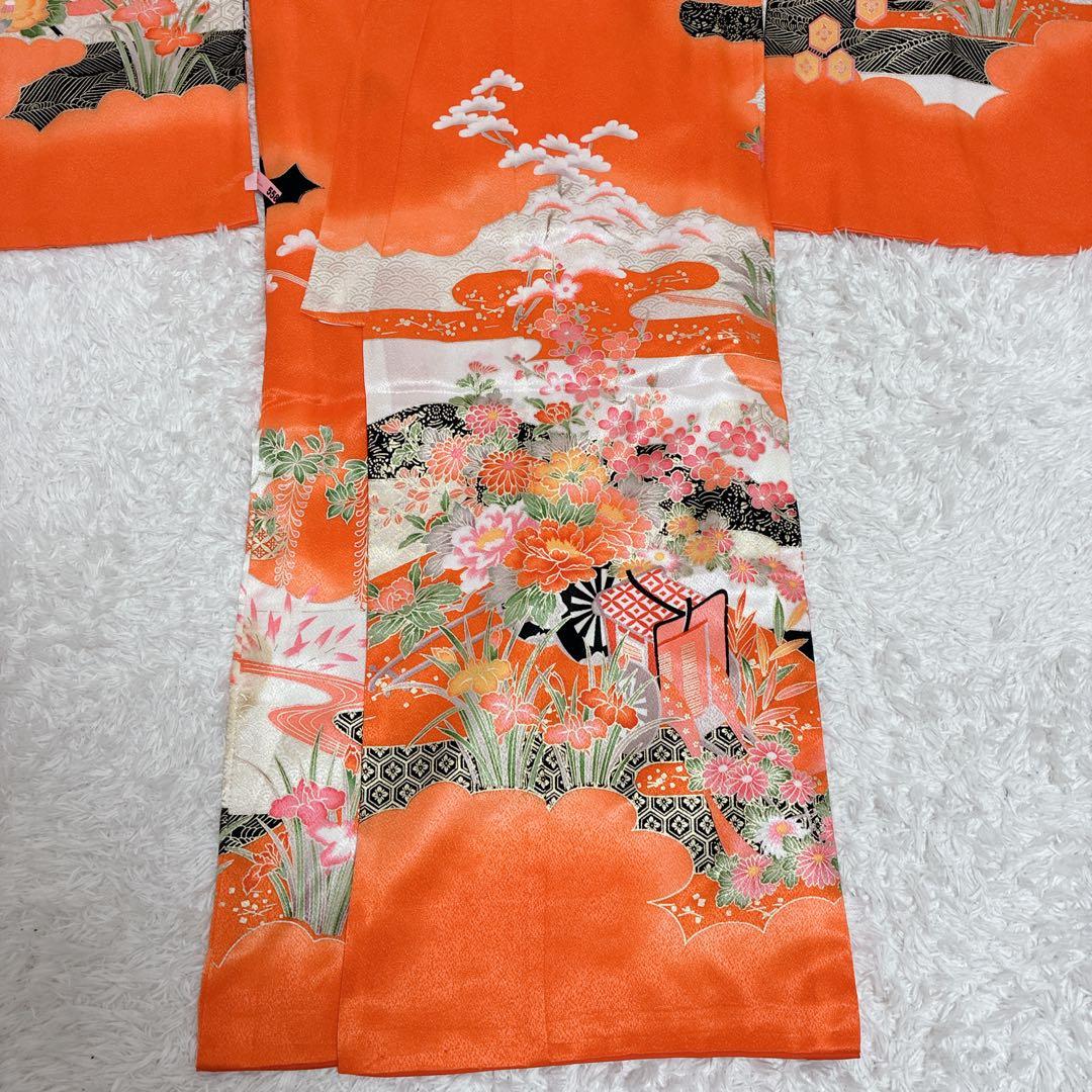 七五三 女の子 着物 セット 7歳用 花柄 はこせこ 草履 帯　バッグ　浴衣