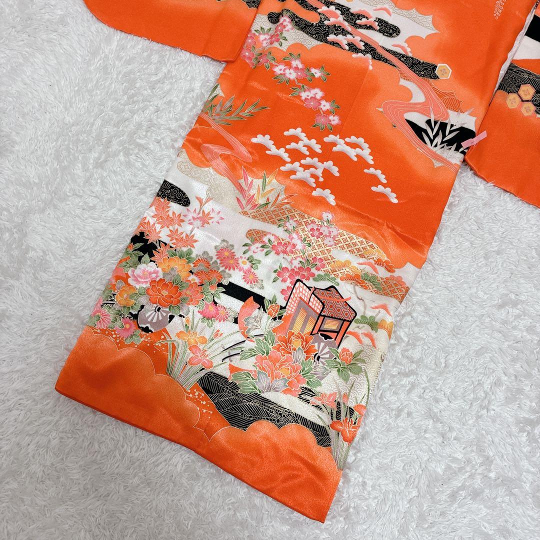 七五三 女の子 着物 セット 7歳用 花柄 はこせこ 草履 帯　バッグ　浴衣