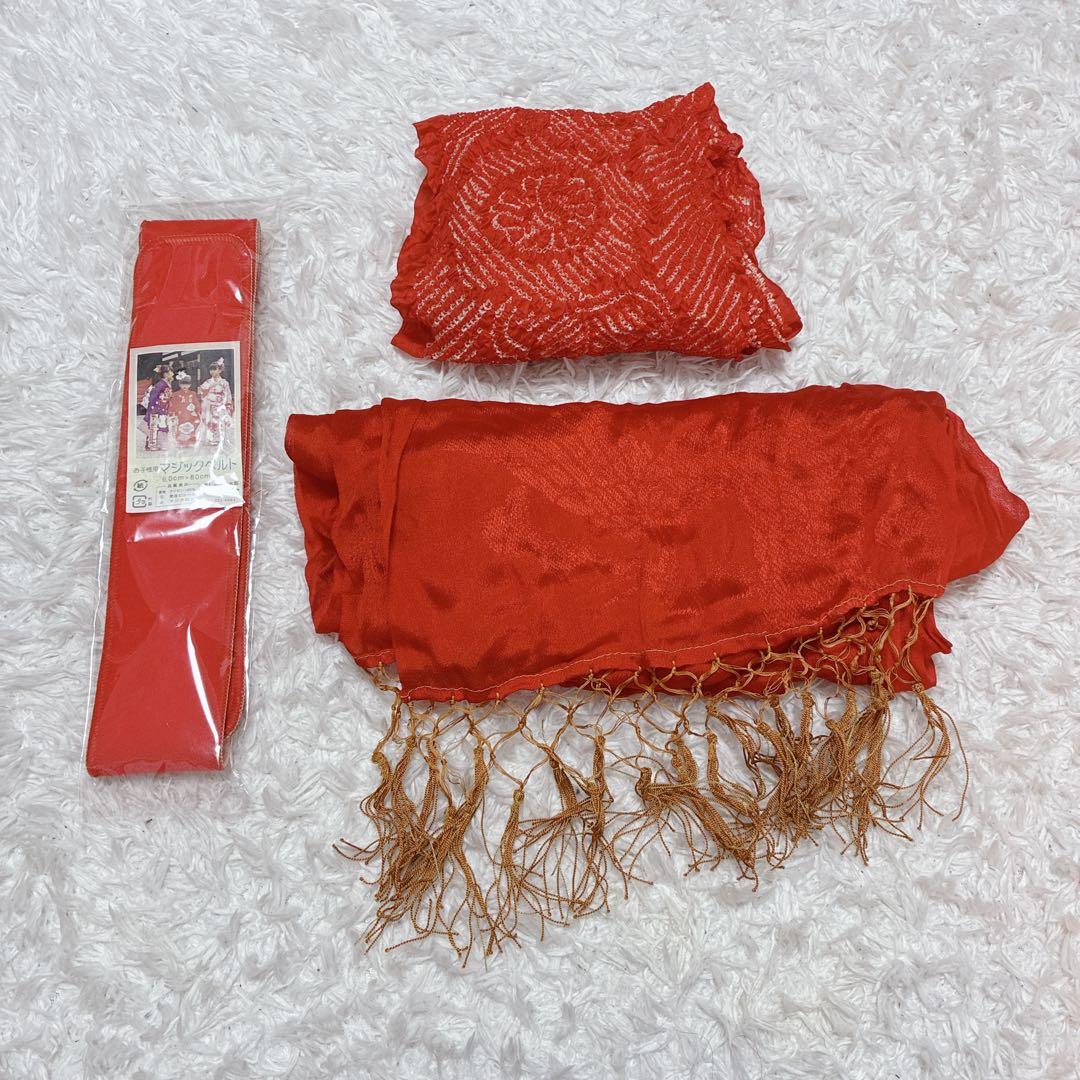 七五三 女の子 着物 セット 7歳用 花柄 はこせこ 草履 帯　バッグ　浴衣