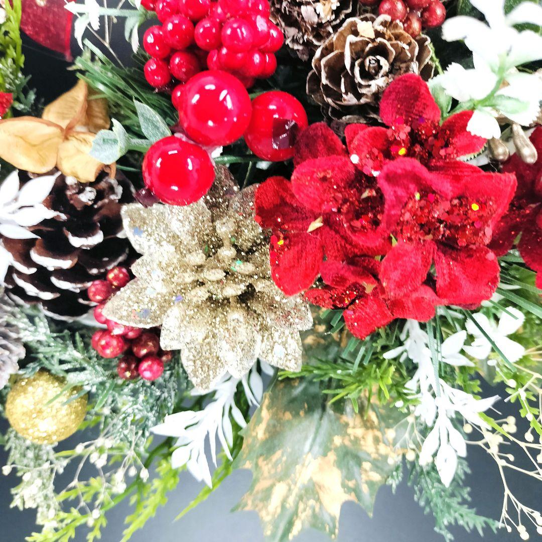 商品名【聖蘭】華やか！❤ポインセチアのクリスマスリース 冬リース 玄関リース