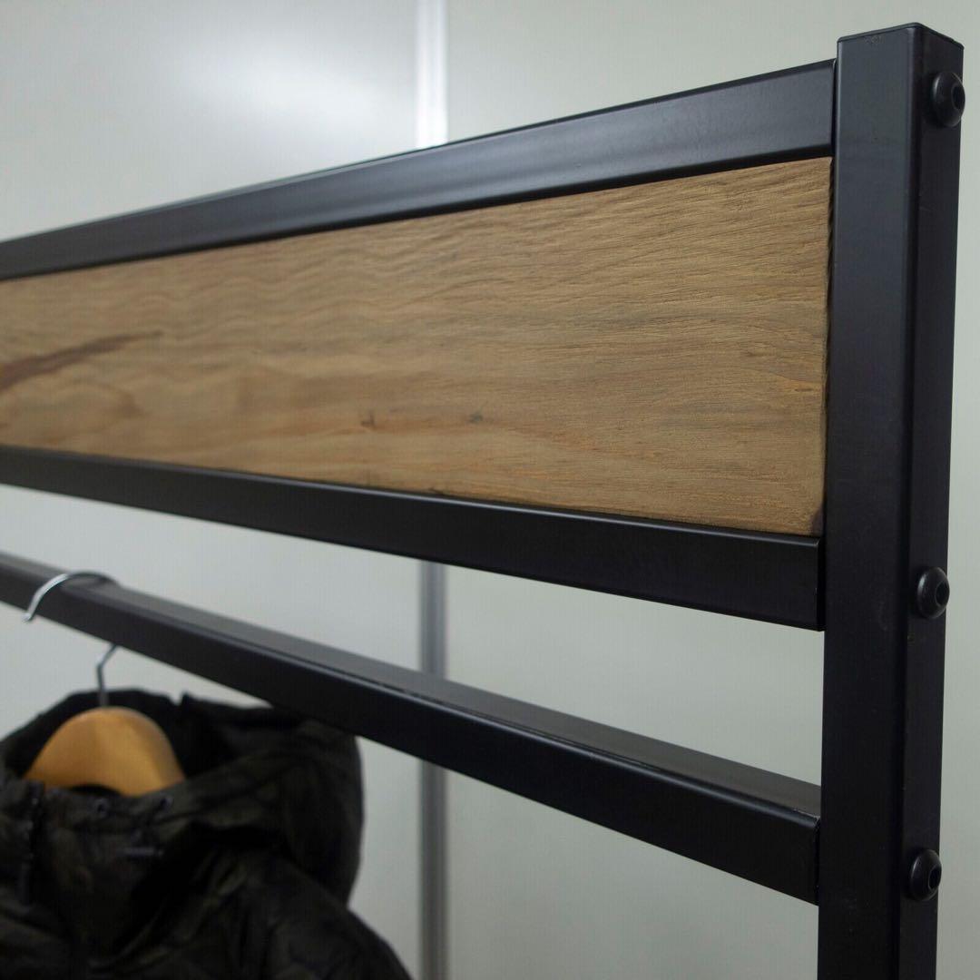 【ブルックリン家具】古材×ブラックスチールフレーム ハンガーラック W90