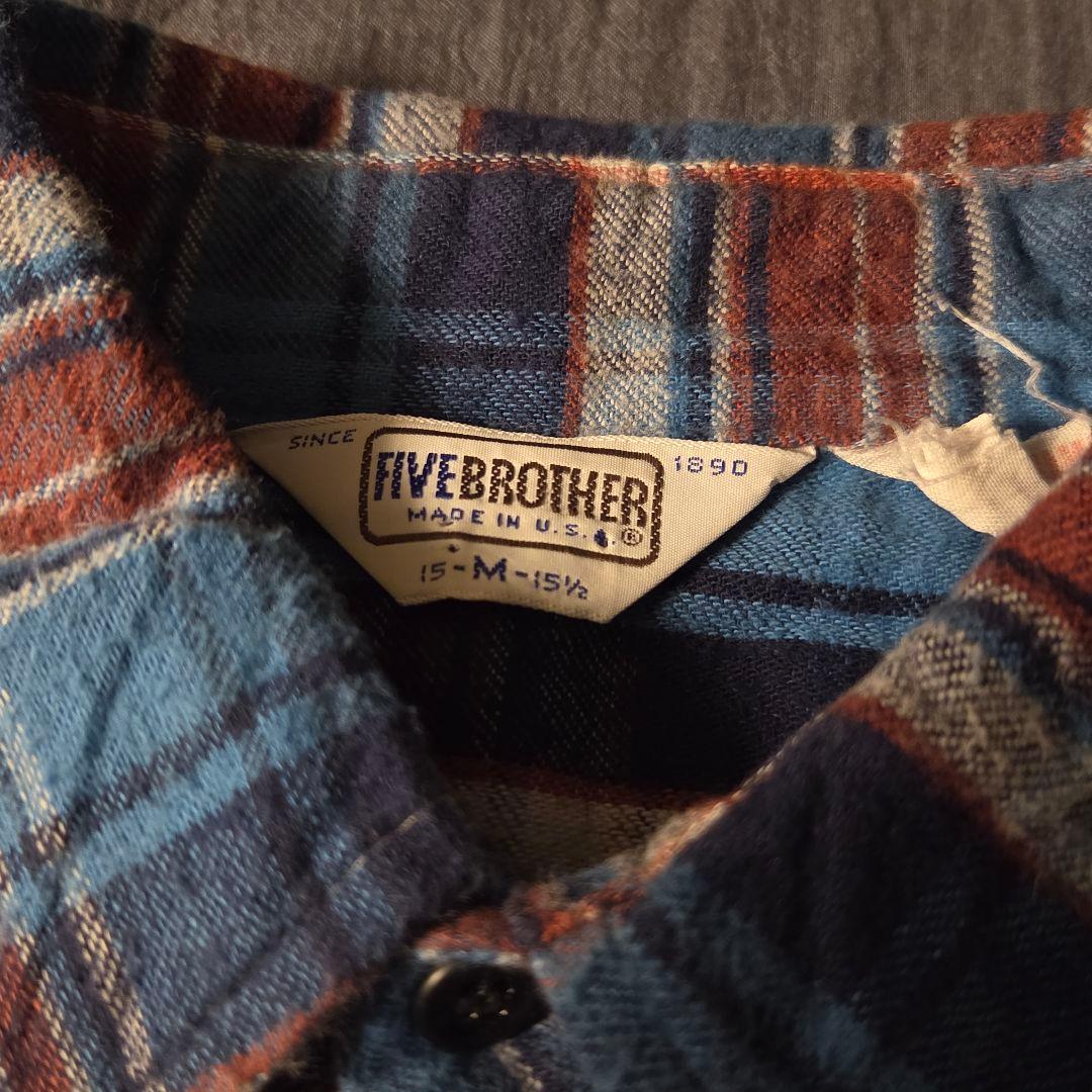 80s USA製 FIVE BROTHER ネルシャツ サイズM