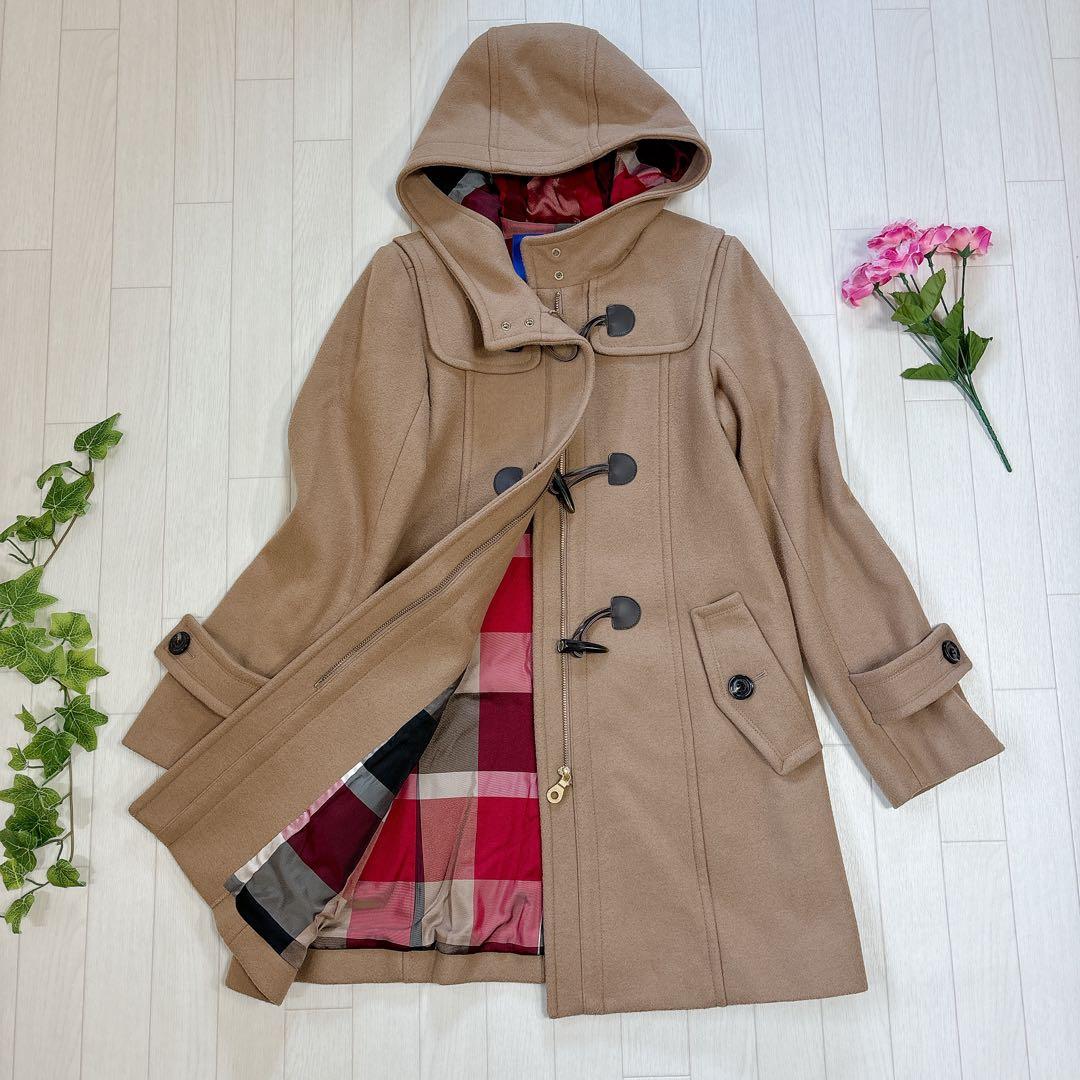ブルーレーベルクレストブリッジ ダッフルコート 裏地チェック キャメル 38