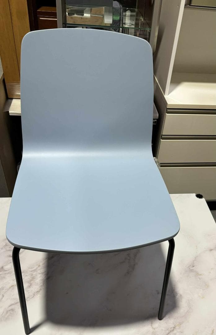 Oliver スチールチェア ミーティングチェア ライトブルー4脚セット未使用