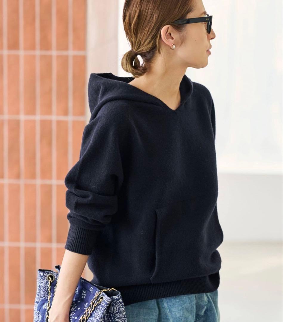 SALE FRAMEWORK 圧縮ウールフードプルオーバー　ネイビー