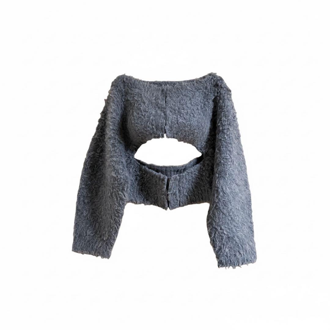 【美品】FETICO カットアウト ブラッシュドニット グレー