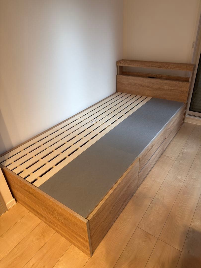 宮付きチェストシングルベッド ナチュラルカラー ニトリ