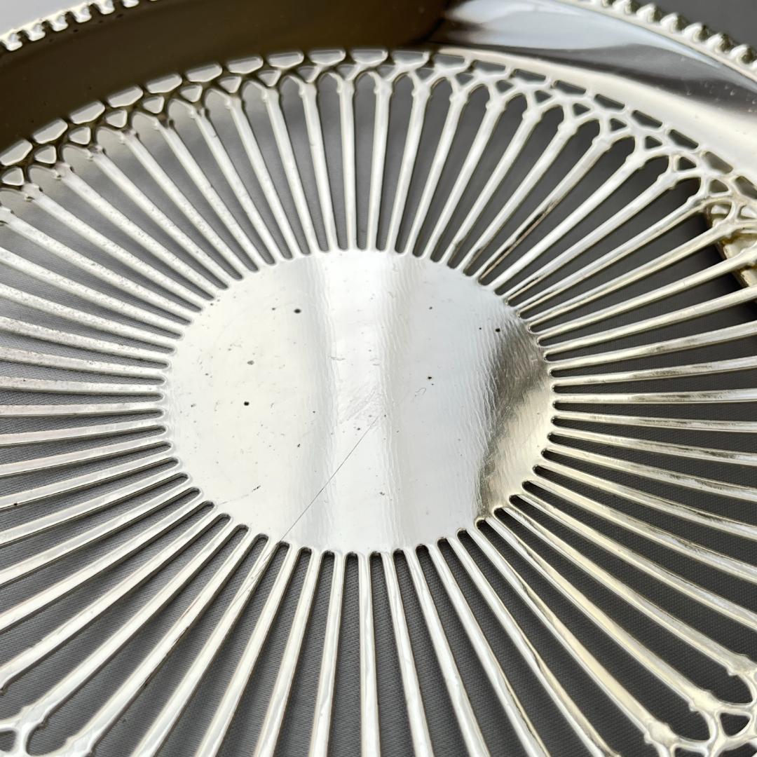 【英国】 パールと透かしのケーキスタンド 【シルバープレート】バタフライ式