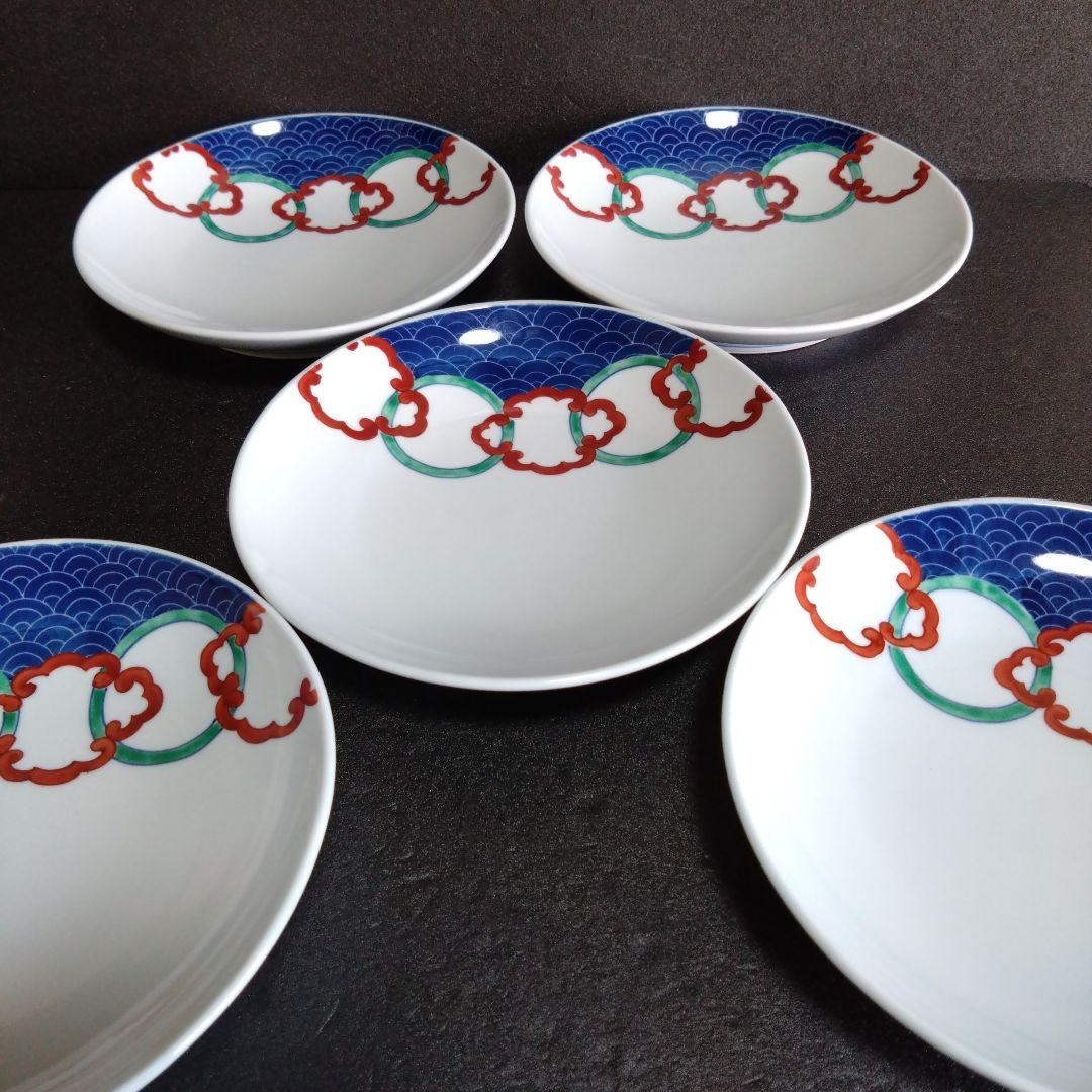 未使用 鍋島焼紫芳舎 伊万里 彩鍋島 中皿5枚 銘々皿　お祝い