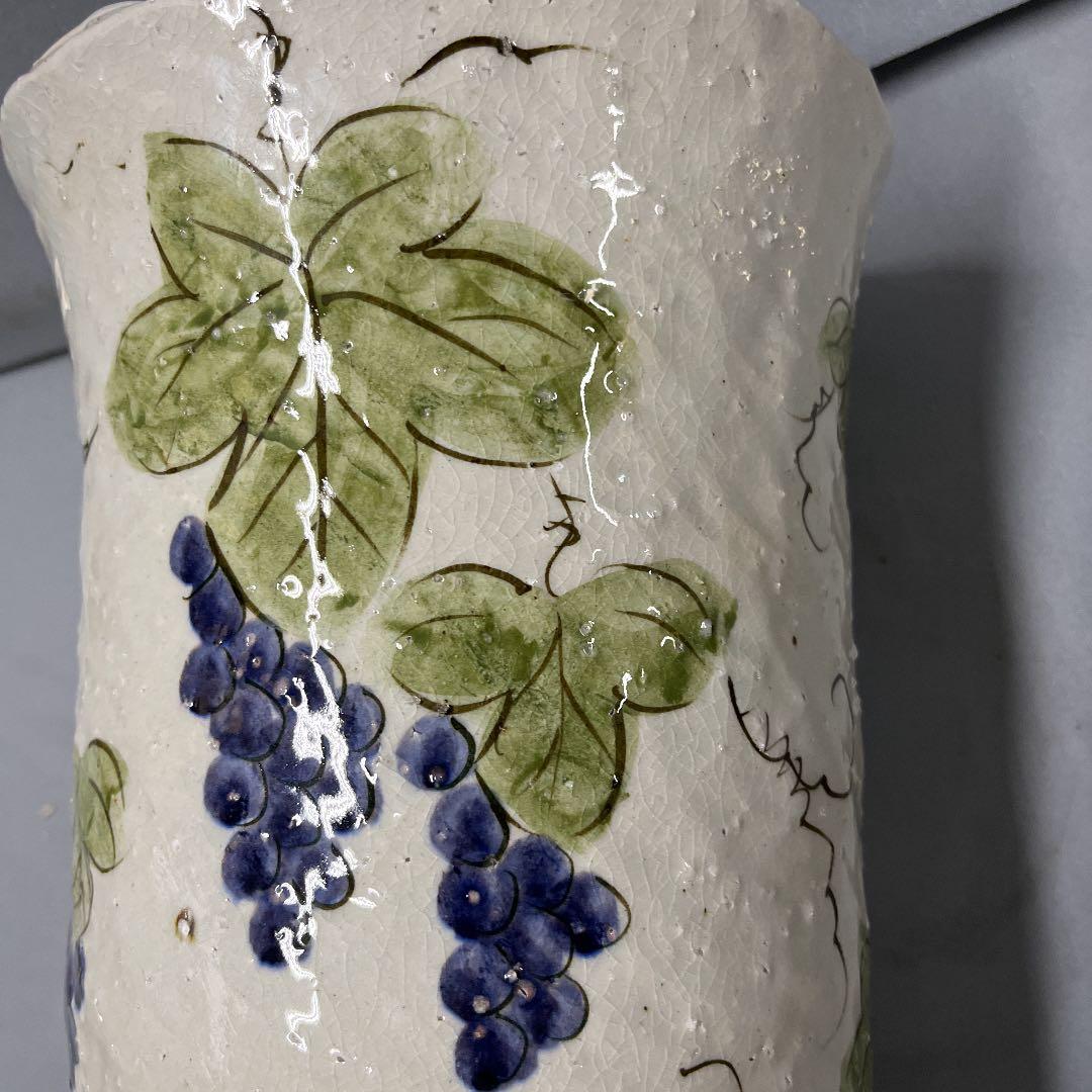 信楽焼傘立て  壷久郎窯作 ぶどう絵 高さ４６cm