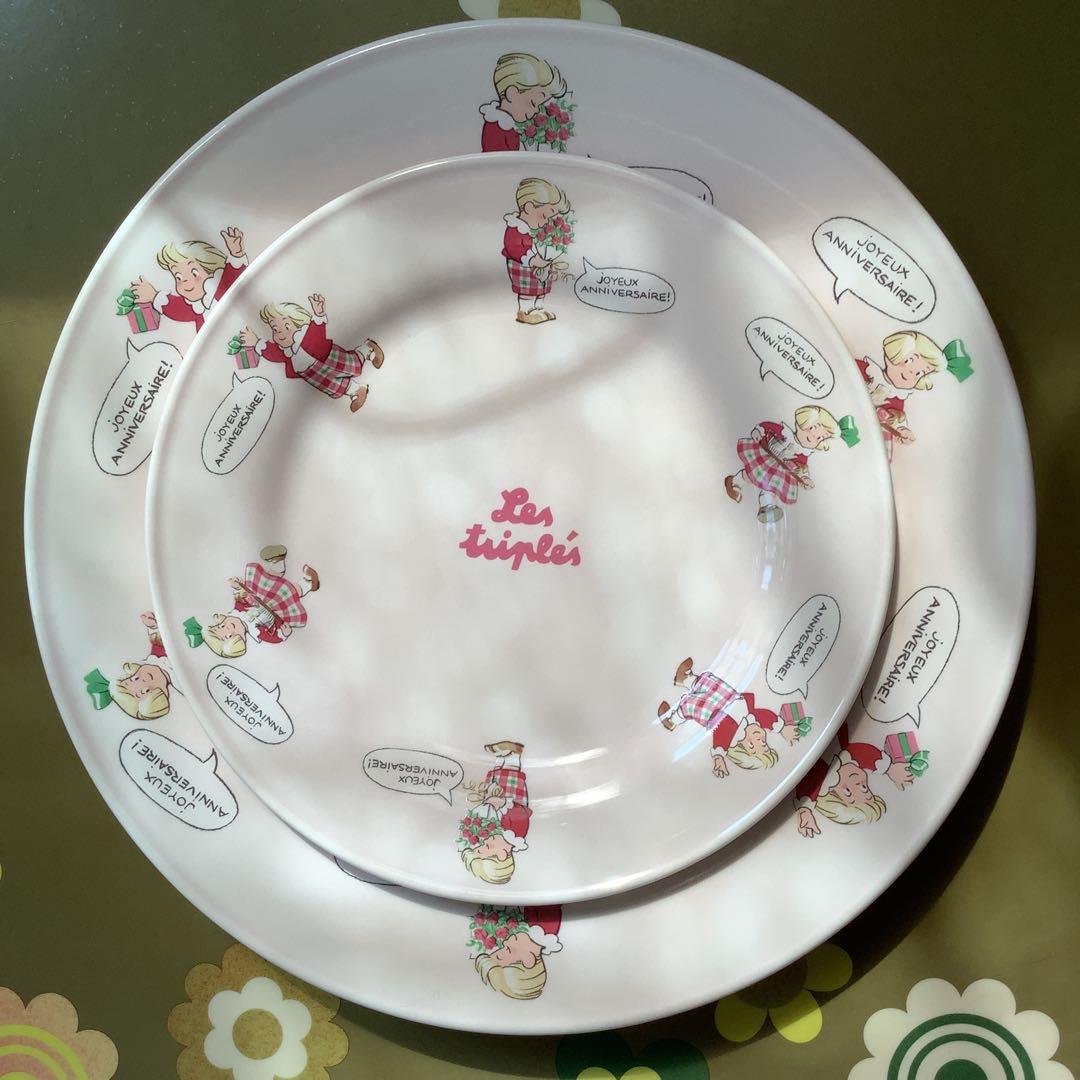 レ・トリプレ　フランス　みつごちゃん　プレート 2枚