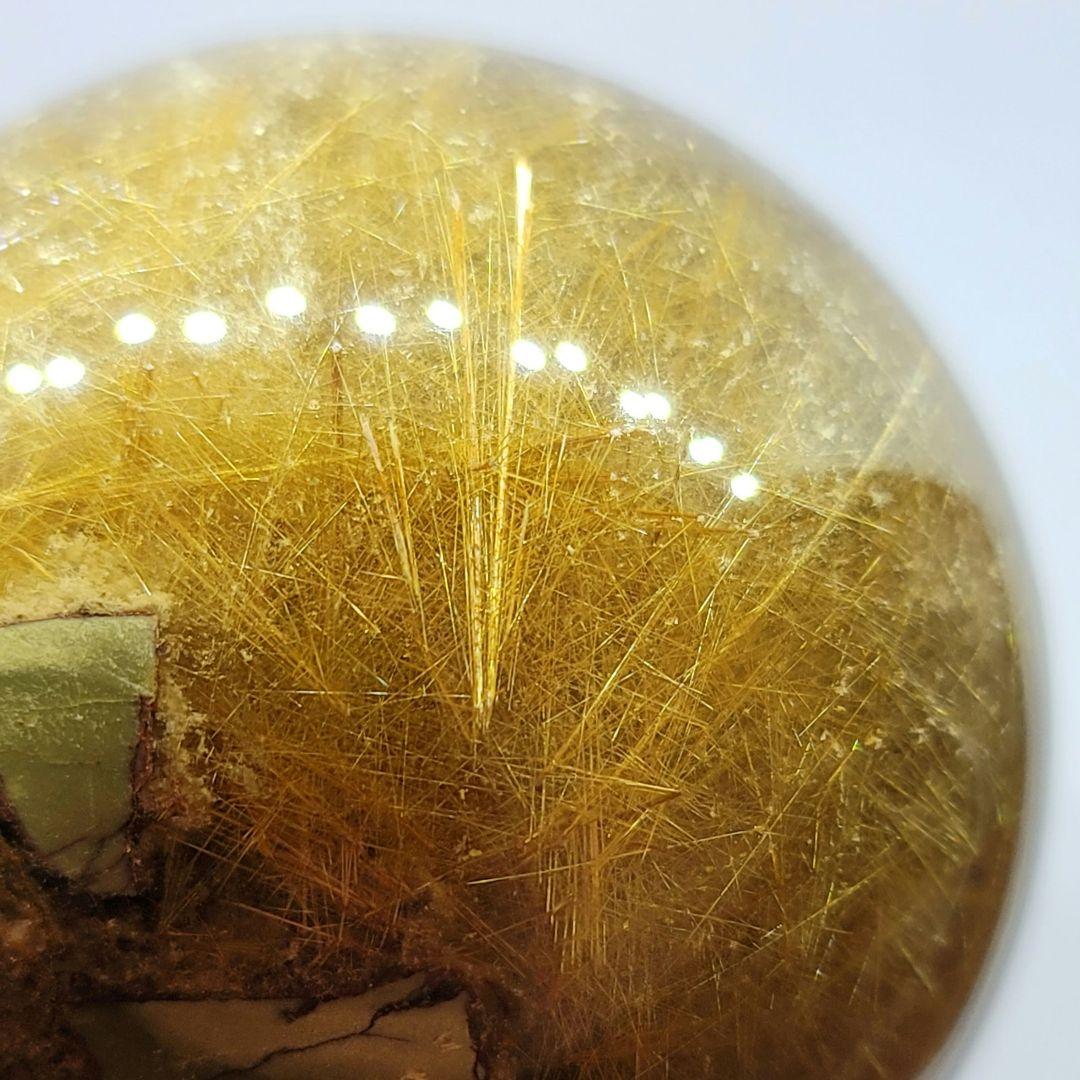 ☆天然石☆ゴールドルチルクォーツ ガーデン共生 スフィア　丸玉