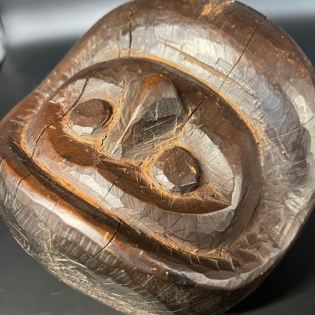 ◎古道具 庵々◎木彫 だるま 木型20cm◎張子型◎江戸時代郷土玩具古民具置物