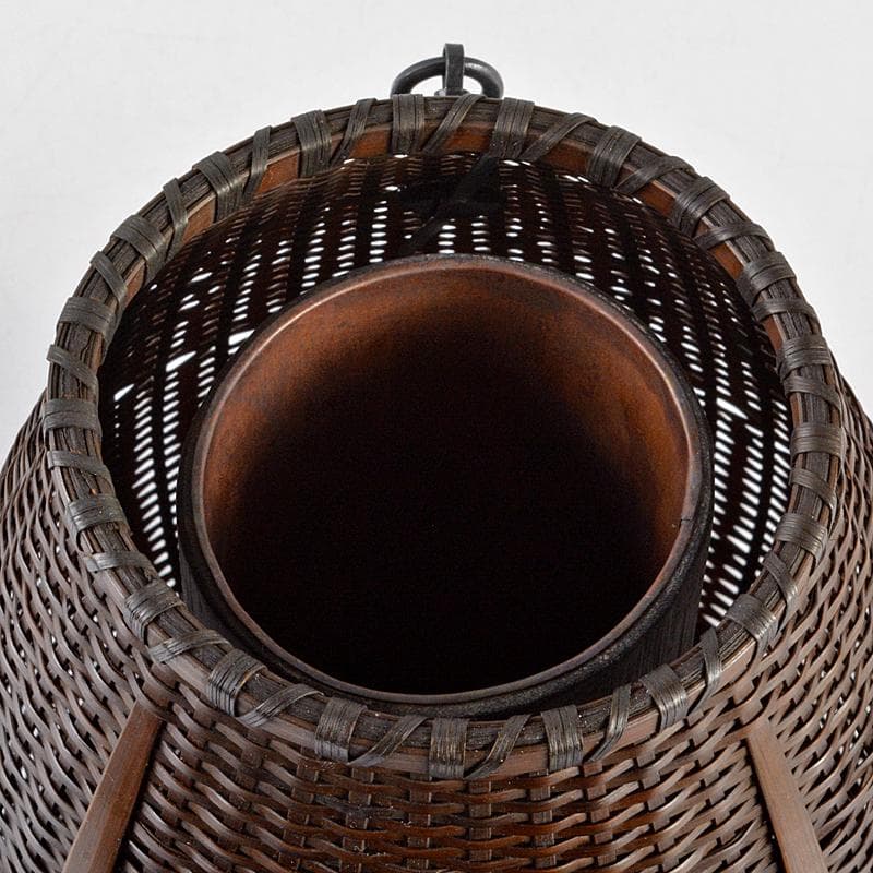 伝統工芸士　森上仁作　竹製　豊後篭　掛花篭　花生　共箱　M　R5402