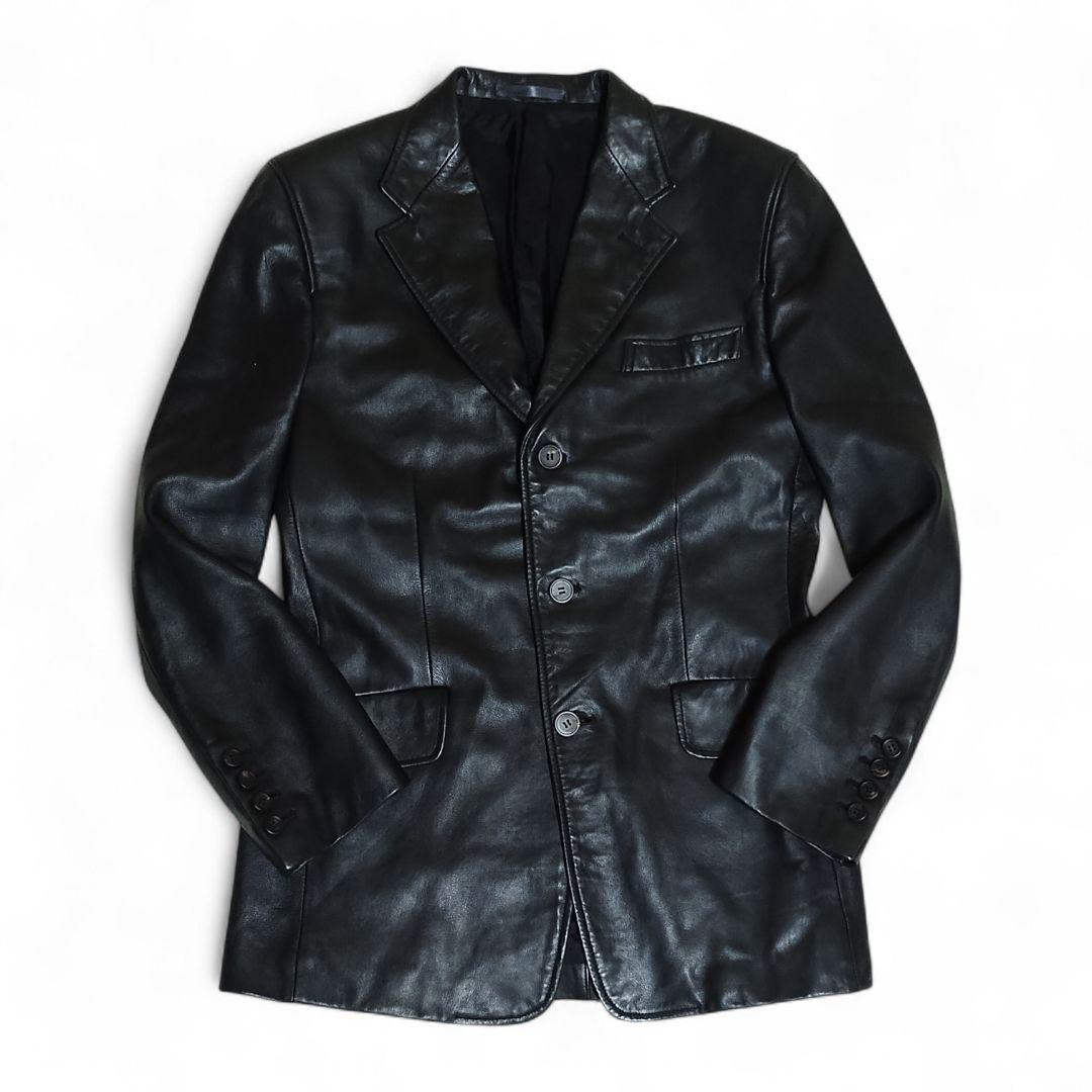 PaulSmith Londonレザージャケット ラム 黒 テーラード M