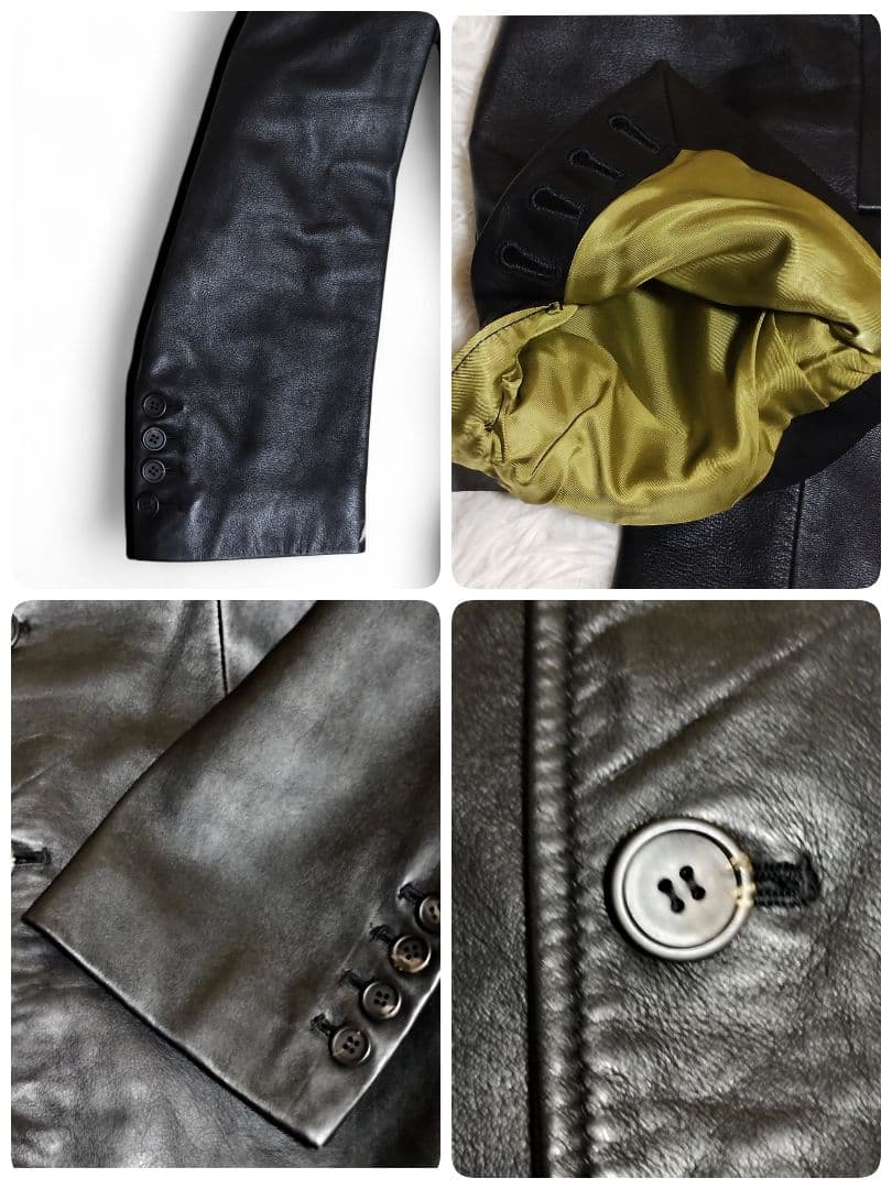 PaulSmith Londonレザージャケット ラム 黒 テーラード M