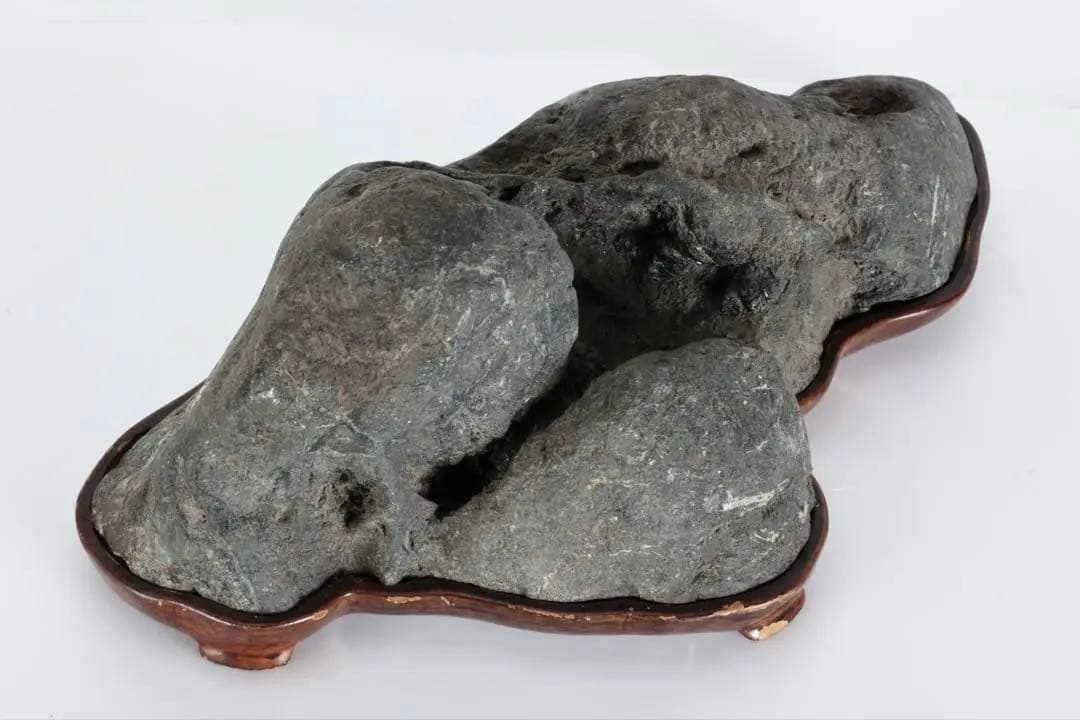 山景石 連山 遠山景 観賞石 5.1kg 台座付 水石 自然石 盆景 盆石 飾石