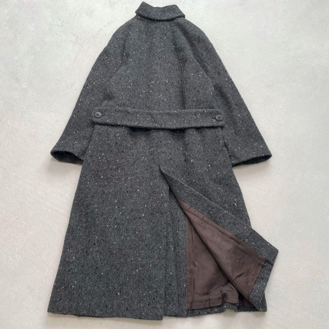 Krizia poi アルパカロングチェスターコート 42 大きいサイズ ベルト