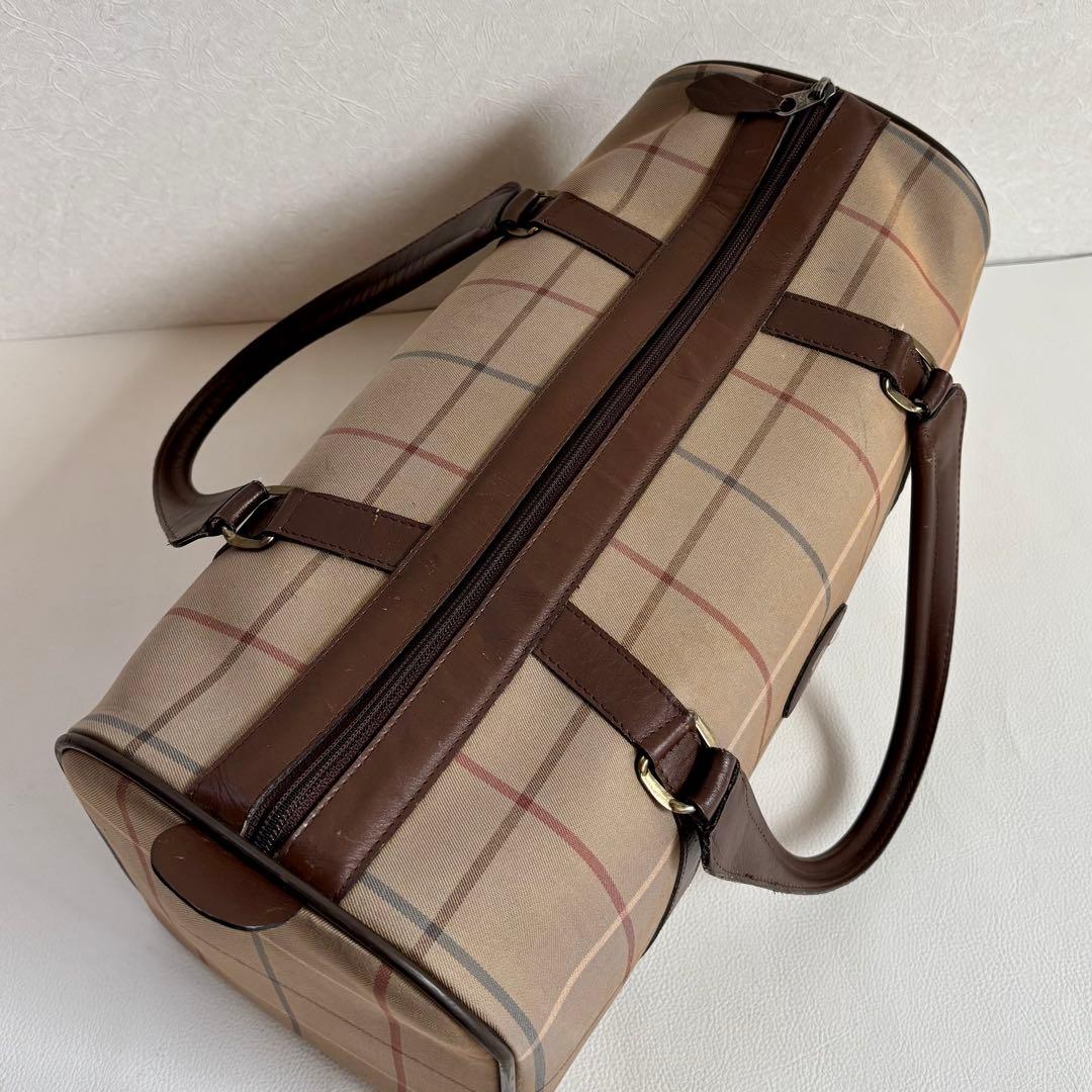 【良品】【バーバリー】ボストンバッグ 旅行カバン 玉虫色 チェック