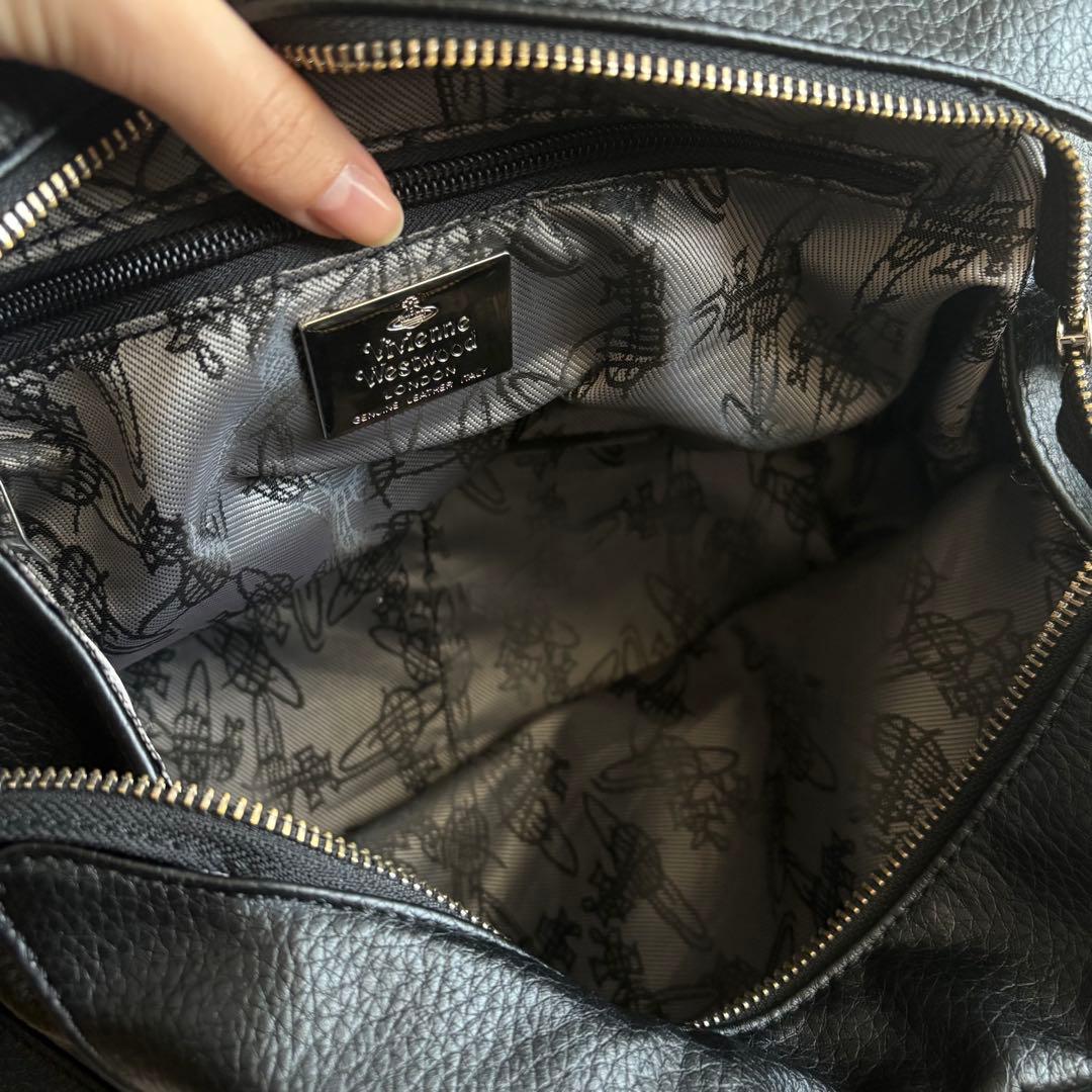 ヴィヴィアンウエストウッド　ビッグオーブ　ヤスミン レザー ボストンバッグ　黒