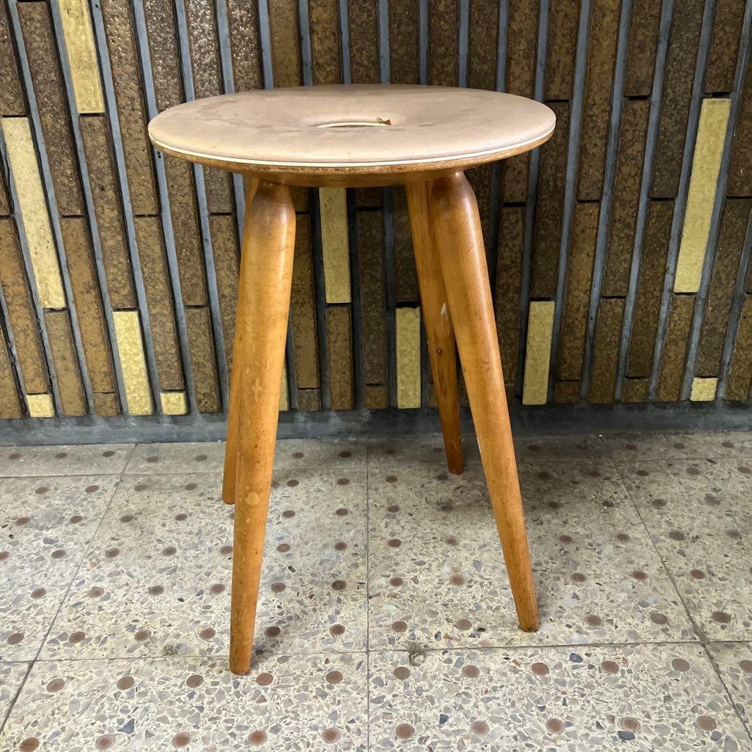 A2 昭和レトロ 天童木工 リングスツール 丸スツール 4本脚 木製椅子 古家具