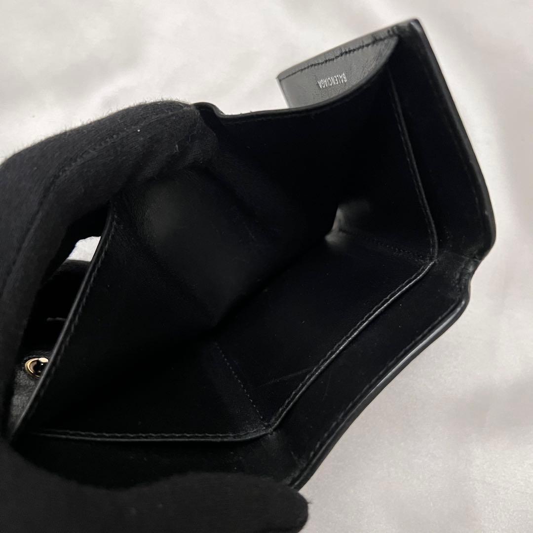 ◇極美品◇バレンシアガ　エブリデイ　コンパクト三つ折り財布　ブラック　レザー