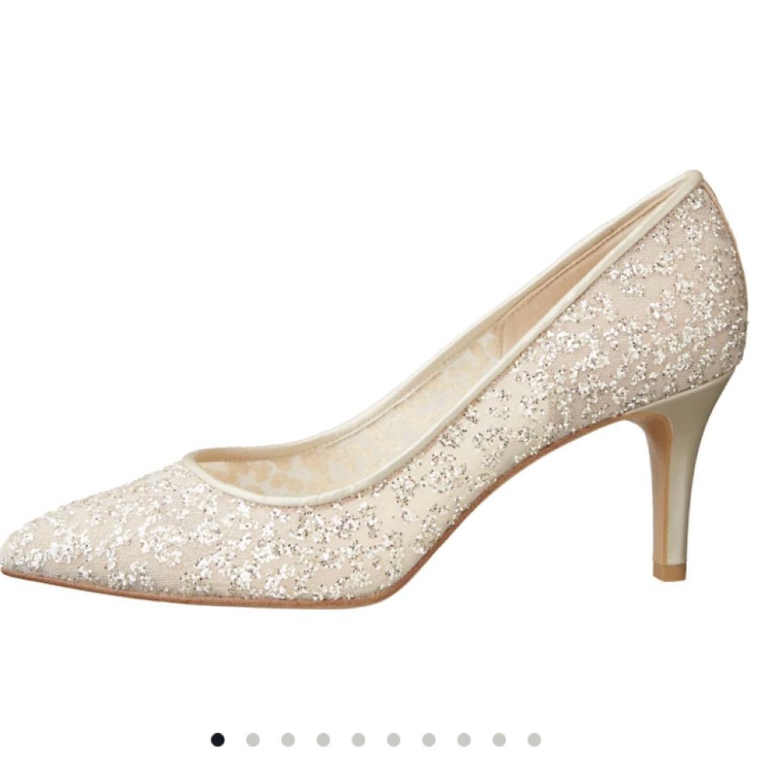 美品ダイアナ　キラキラグリッター　パンプス　結婚式パンプス　グリッターパンプス