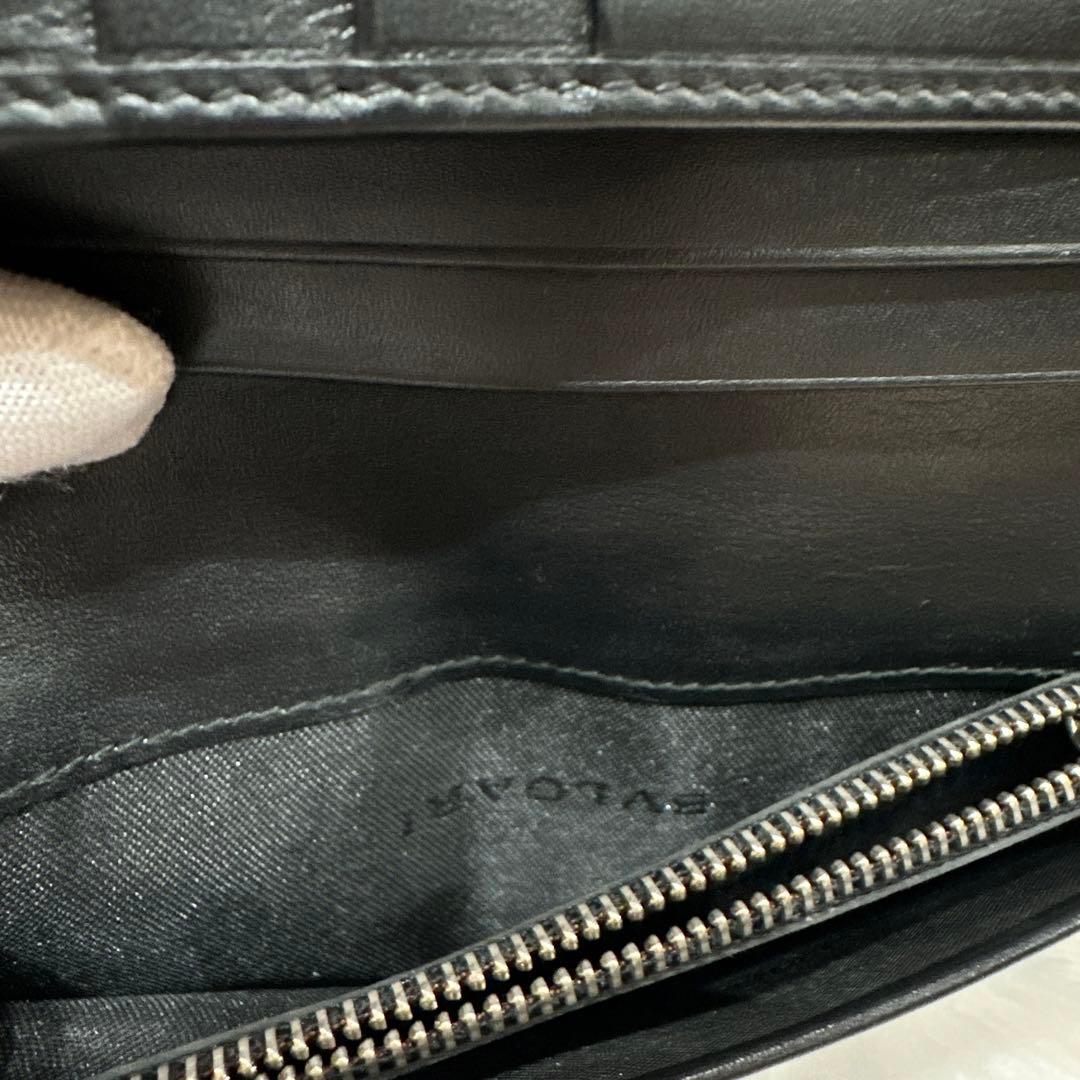 【美品】BVLGARI ヘリンボーン長財布 ダークグレー PVC ウィークエンド