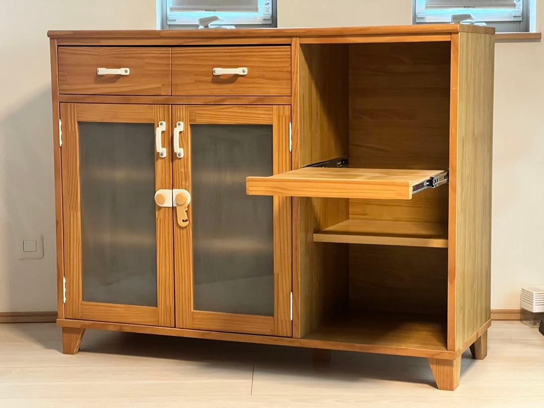 木製食器棚 引き出し付き