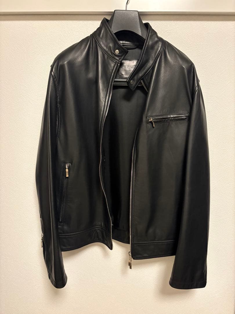 SILENCE サイレンス ゴートレザー シングルライダースジャケット 50 黒
