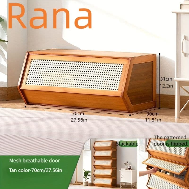 スタッカブル収納キャビネット 自立式ボックス プラスチックラタンドア付き